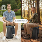 NUMANU 2026 Upgraded XXL Collapsible Stool & 3IN1 Cushioned Carry Bag, 2.6"-19.7" Height Adjustable, Max 1,000lbs Portable Retractable Telescoping Seat, Foldable Camping Stool for Adults (XXL Square)