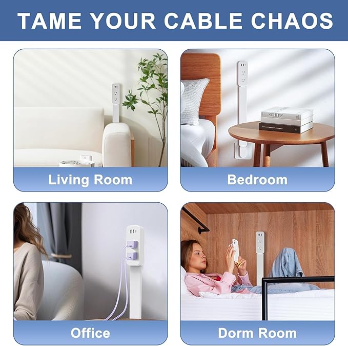 Outlet Extender Stick - Features USB-A, USB-C and 2 AC Outlets, Extends 22"-34", Rotates 180° Access Hard-to-Reach Outlets, Wall Plug Power Socket Expander Nightstands, Sofa, Desks and More