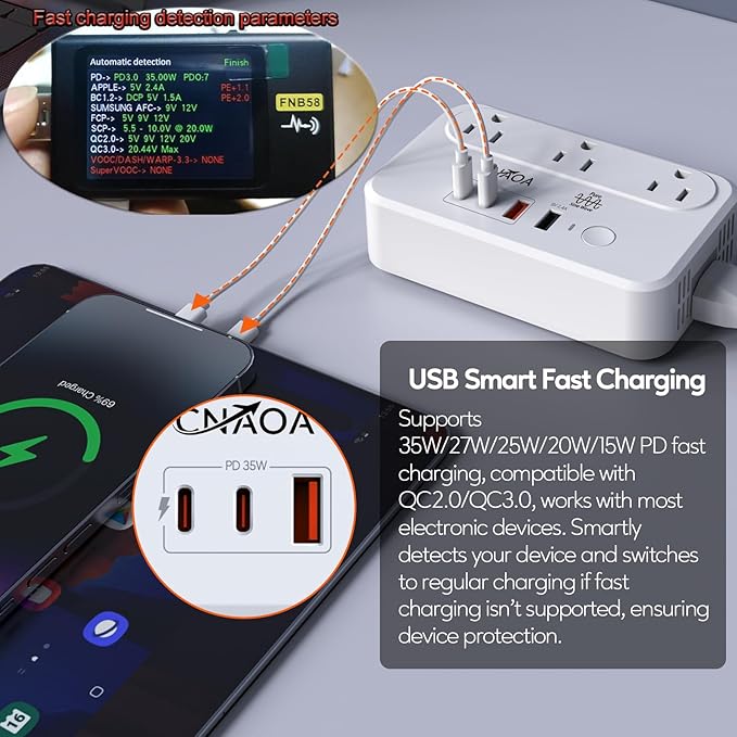 220V to 110V Voltage Converter, 350W Pure Sine Wave Voltage Converter US to Europe with 35W PD 2 Type C & 2 USB A Port, International Power Converter Combo Plug for International Travel White-I