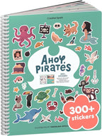 Cupkin Pirate Sticker Book Activity for Kids, Toddler Airplane Travel Essentials, 300+ Pirate Stickers for Kids + 8 Scenes + 8 Coloring Book Pages, Gift for Boys and Girls, Small Sticker Book