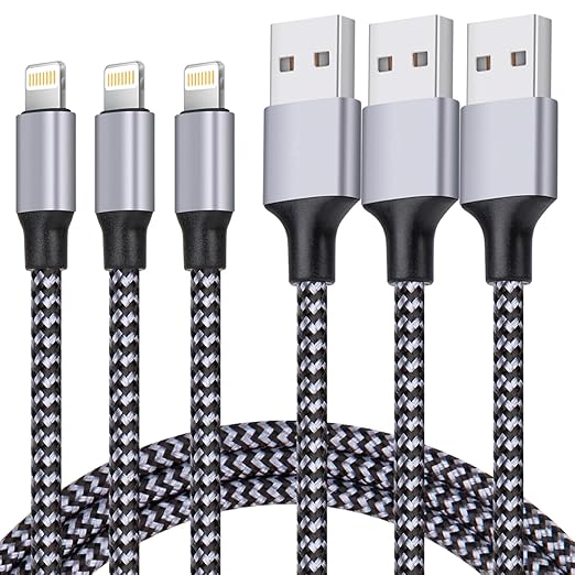 TAKAGI for iPhone Charger, [MFi Certified] Lightning Cable 3PACK 6FT Nylon Braided USB Charging Cable High Speed Transfer Cord Compatible with iPhone 14/13/12/11 Pro Max/XS MAX/XR/XS/X/8/iPad(Black)