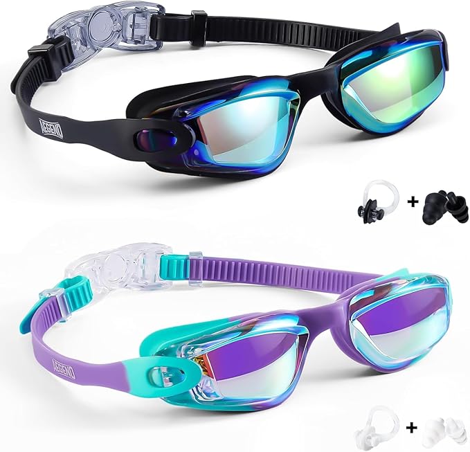 Aegend Swim Goggles for Kids Youth 3-14 Anti-Fog Anti-UV Comfort Fit Goggles for Swimming