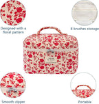 Gosect Large Makeup Bag, Cute Cosmetic Bag for Women Girls, Floral Coquette Aesthetic Toiletry Bag, Travel Make Up Organizer Bag (Pink Rose)