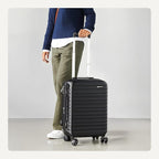Amazon Basics 26" Hardside Medium Checked Luggage, Expandable For Up to 15% More Space, With Scratch-Resistant Surface, Four Multi-directional Wheels, Black