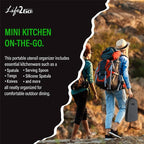 Life2Go 12 Piece Stainless Steel Camping Cooking Utensils Set, Portable Outdoor Kitchen Kit with Chef Knife, Tongs, Spatula, Scissors, Camp Cooking Gear with Carry Case for Hiking, BBQ & Travel, Gray