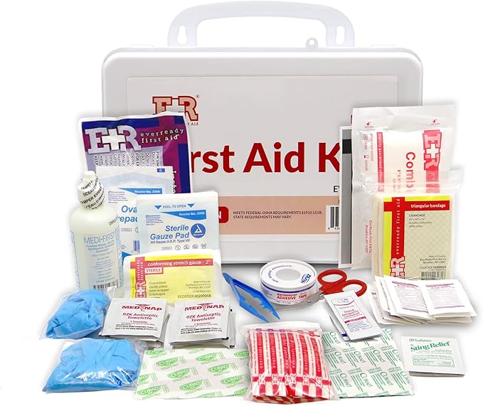 Ever Ready First Aid 107 Piece 25 Person First Aid Kit with Plastic Case, OSHA Compliant