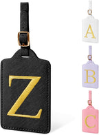 Personalized Initial Luggage Tags for Suitcase TSA Approved, Black Leather Cute Luggage Tag with Privacy Cover Name Card, Embroidered Custom Luggage Tags Travel Backpack Tags Gifts for Women Kids(Z)