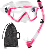 Aegend Snorkeling Gear for Adults Youth Kids, Snorkel Mask with Top Dry Valve - Panoramic View Anti-Leak and Anti-Fog with Mesh Bag for Snorkeling, Scuba Diving, Freediving & Swimming