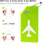 14 Pack Silicone Luggage Tag for Suitcases with Stainless Loop, TSA Approved, Privacy Protection Travel Essentials Bag Tags by Gostwo, Green