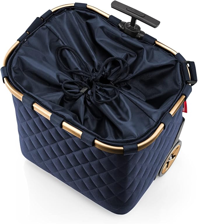 reisenthel carrycruiser Rhombus Midnight Gold - Portable Shopping Trolley with Sturdy Aluminum Frame, Shoulder Strap and Removable mesh Inner Bag -Water-Repellent