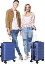 SUPER DEAL Spinner Luggage 21 Inch Hardside Expandable Suitcase Travel Carry On Luggage with 360° Swivel Wheels and Height Adjustable Handle, Blue