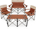 Camping Chair Set of 3, Outdoor Folding Camping Chairs for Heavy People with Cup Holder & Carry Bag,Collapsible Chair Include One Sofa Chair and Two Single Chair,Support up to 500lbs