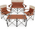 Camping Chair Set of 3, Outdoor Folding Camping Chairs for Heavy People with Cup Holder & Carry Bag,Collapsible Chair Include One Sofa Chair and Two Single Chair,Support up to 500lbs