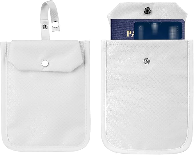 2Pack Travel Wallet with Hidden Safe Pocket, Passport Wallet, Credit Cards and Travel Documents, Money Belt for Travel Women and Men Hidden (White)