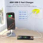 USB C Charger Block, 2 Pack 40W 4-Port iPhone Charger Fast Charging Multiport PD 3.0 & QC 4.0 Double Quick Charge, Compatible with iPhone 17/16/15/14/13/12/11，Pro Max，iPad, Samsung (2, Yellow)