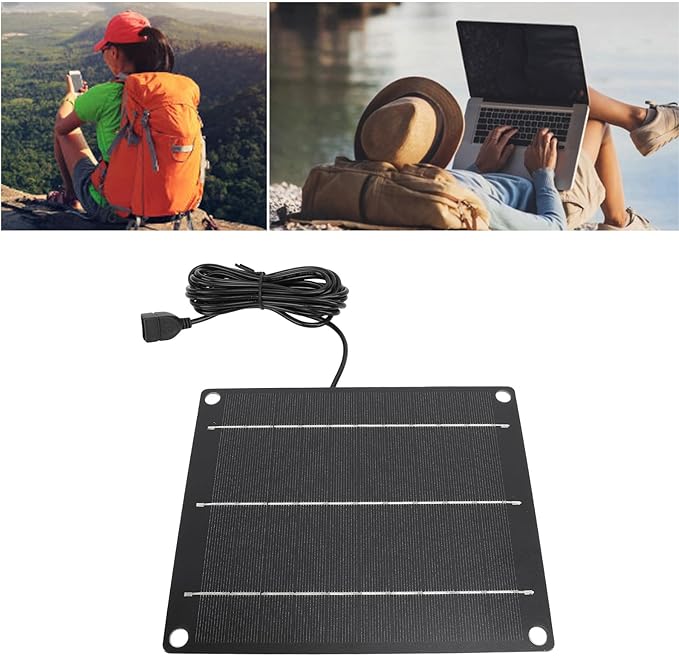 Tbest Solar Panel Charger High Efficiency 6W Energy Conversion USB Solar Panel Charger for Camping