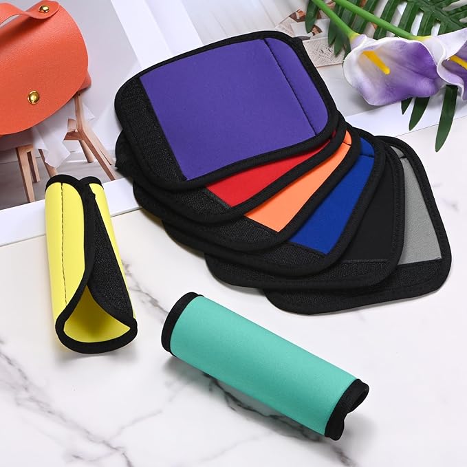 Luggage Handle Wrap [6PCS] - Neoprene Luggage Identifiers Use for Suitcases & Carry on & Travel Accessories - [Grass Green-6IN/15CM] Comfort Grip Handle Cover