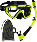 Aegend Snorkeling Gear for Adults Youth Kids, Snorkel Mask with Top Dry Valve - Panoramic View Anti-Leak and Anti-Fog with Mesh Bag for Snorkeling, Scuba Diving, Freediving & Swimming