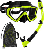 Aegend Snorkeling Gear for Adults Youth Kids, Snorkel Mask with Top Dry Valve - Panoramic View Anti-Leak and Anti-Fog with Mesh Bag for Snorkeling, Scuba Diving, Freediving & Swimming