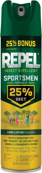 Repel Insect Repellent Sportsmen Formula 25% DEET, 8.125 Ounces, Bonus Aerosol with 25% DEET to Repel Mosquitoes, Ticks, Gnats, Biting Flies, Chiggers and Fleas for Long-Lasting Protection