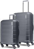 American Tourister Stratum 2.0 Hardside Expandable Luggage with Spinners, Charcoal, 2PC SET (Carry-on/Medium)