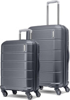 American Tourister Stratum 2.0 Hardside Expandable Luggage with Spinners, Charcoal, 2PC SET (Carry-on/Medium)