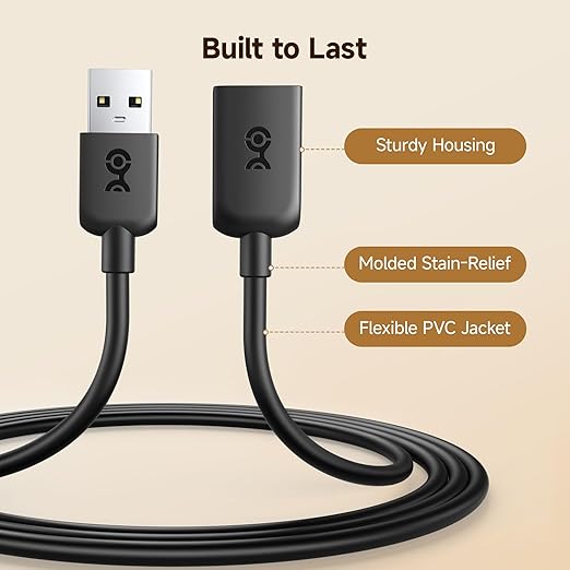 Cable Matters 3-Pack Short USB Extension Cable - 3ft, Male to Female USB Extender Cable, USB2.0 Extension Cord, 480Mbps, Black
