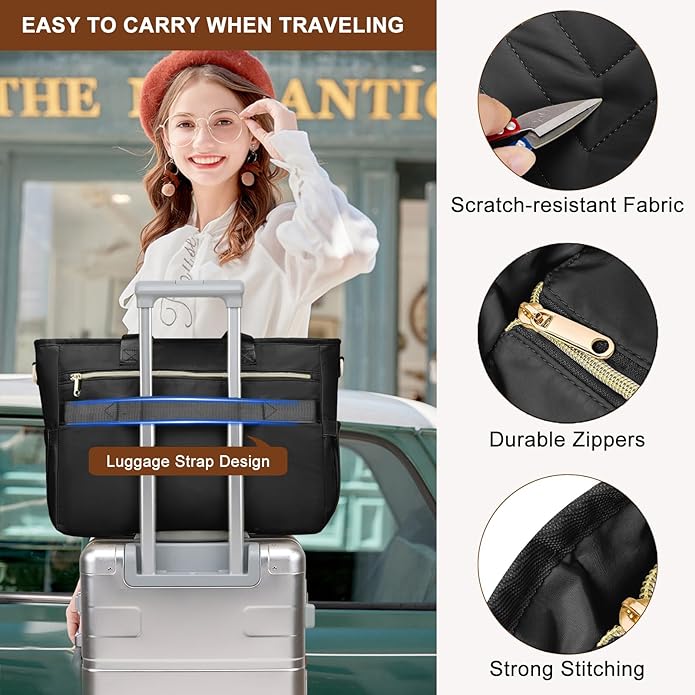 Teacher Tote Bag for Women 15.6in Laptop Bag Work Bags for Women Nurse, Large Utility Shoulder Tote Handbag