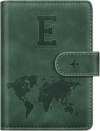 Personalized E Passport Holder Cover Initial Letter Travel Wallet RFID Blocking Passport Cover Credit Card Holder Case Passport Book Holders for Women and Men, Pine Green-E