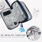 Skycase Electronic Organizer Travel Case - Waterproof Travel Cord Pouches for Organization, Cable Organizer, All-in-One Double Layers Storage Bag for Accessories, Charger, Cable, Navy - Medium
