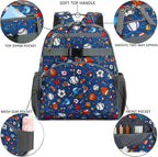 FlowFly Kids Backpack for Toddler Boys Girls, Simple Lightweight Bookbag for Daycare Kindergarten Elementary School Travel, Small Modern Bag (Medium 15''), Football