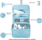 Lcsmaokin Large Capacity Toiletry Bag Travel Bag with Hanging Hook for Men and Women Waterproof Travel Cosmetic Bag Bathroom Storage Bag for Brushes Set, Full-Sized Shampoo,Accessories(Baby Blue)