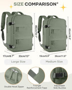 coofay Large Travel Backpack For Women Men Airline Approved Carry On Backpack Flight Approved Waterproof Sports Luggage Backpack Casual Daypack Small Hiking Backpacks Grey Green