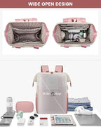 LOVEVOOK Laptop Backpack for Women, 15.6 Inch Work Laptop Bag with USB Port, Fashion Teacher Nurse Backpack Purse, Waterproof Travel Computer Backpack with Organizer Bag, 2PCS, Beige-Pink