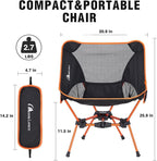 MOON LENCE Portable Camping Chair Backpacking Chair - The 4th Generation Ultralight Folding Chair - Compact, Lightweight Foldable Chairs for Hiking Mountaineering, Beach (Orange-2Pack)