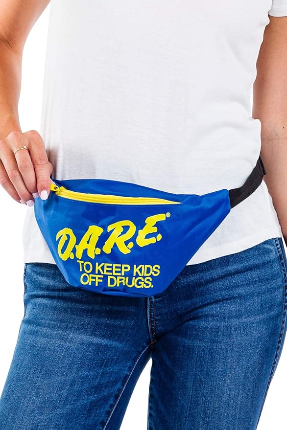Tipsy Elves DARE Fanny Pack - Neon Blue Crossbody Bags w/Adjustable Waist Belt Straps Retro 80s Novelty Waist Bag