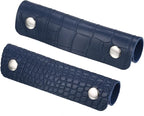PATIKIL Luggage Handle Wrap, 2 Pack Irregular Pattern PU Handbag Grip Cover Protector Identifier with Clasp for Suitcase Grocery Shopping Bag, Navy Blue