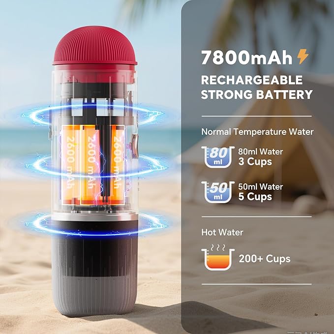 Portable Electric Espresso Machine, Travel Coffee Maker for Camping, Car Self-Heating Coffee Machine with USB-C, Compatible With NS Capsules & Ground Coffee, Portable Coffee Maker for Hiking,RV,Office