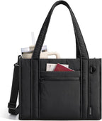 BAGSMART Boxy Tote Bag for Women, Crossbody Bag with Zipper, Crush Bow Purses for Travel Work College