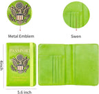 Passport Holder and Card Slot Combo RFID Blocking Leather Travel Passport Wallet for Men and Women US Passport Cover, Green
