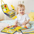 Esjay Toddler Busy Board Montessori Toys for Boys Girls, Sensory Book Educational Activities for Learning Fine Motor Skills, Birthday Gifts for Toddlers, Travel Toys for Airplane Car, Yellow Truck