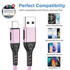 Durcord USB C Cable,2Pack 6ft Fast USB Type C Charging Cable for Android/Phone/Pad/Laptop, Type C Charger Braided USB Cable Compatible with iPhone 15 Pro/Plus/Max/Android/Phone/Pad Rose Gold