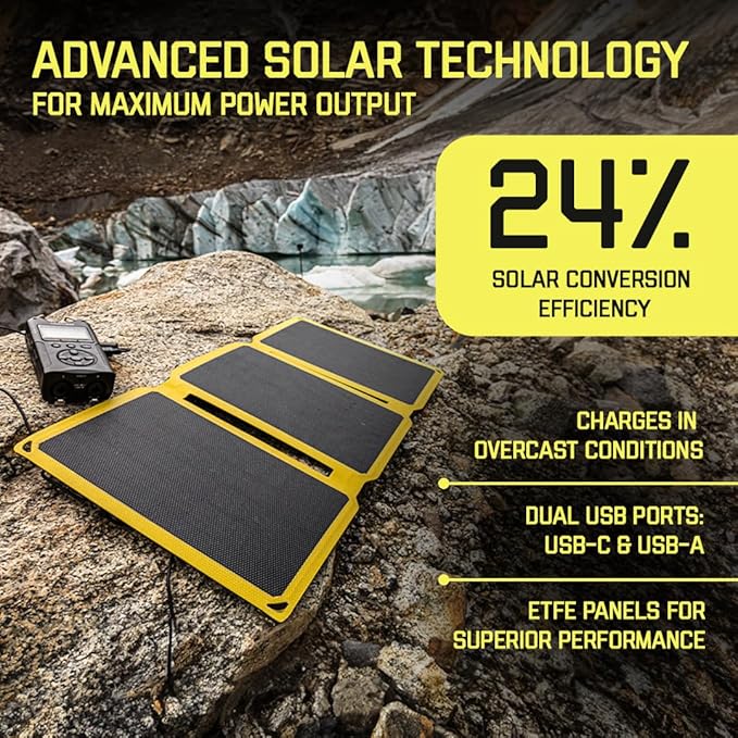 SunJack 25 Watt Foldable IP67 Waterproof ETFE Monocrystalline Solar Panel + 2X 10000mAh Power Banks with USB-A and USB-C for Cell Phones, Tablets and Portable for Backpacking, Camping, Hiking