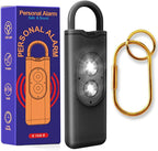Halo-Siren Keychain, HaloSiren Personal Safety Alarm - 130db Loud Alarm Keychain with LED Strobe Light, Compact Emergency Siren (Double Flashing Lights - Black + Copper Ring)