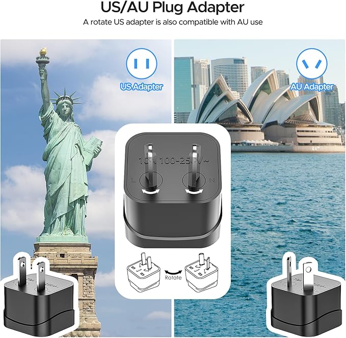 Key Power 220V to 110V Voltage Converter, 230W Step Down International Power Converter Adapter Combo with UK/AU/US/EU Travel Adapter.