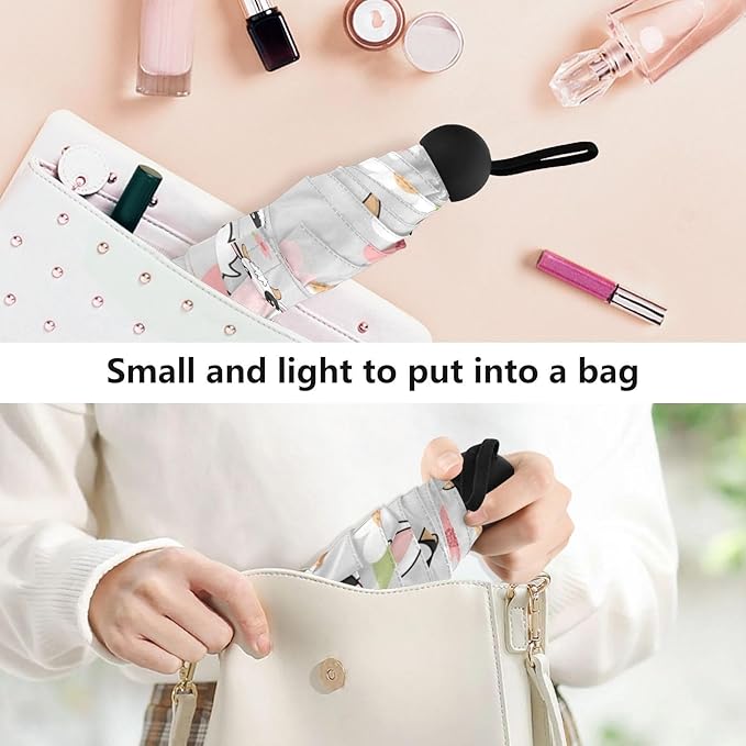 Cowboy Boots Pattern Umbrellas for Rain Windproof Small Folding Compact Mini Travel Umbrella for Purse Lightweight Portable Pocket for Women