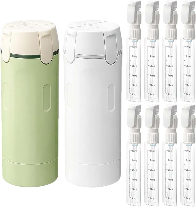 AprYew 4 in 1 Travel Dispenser Bottles Refillable, 4 Pack 30ML Travel Bottles for Toiletries, Travel Size Shampoo and Conditioner Bottles,for Vacation Business Trip (2PC Mix)