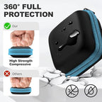 Square Earbud Case Portable EVA Carrying Case Storage Bag Cell Phone Accessories Organizer with Carabiner for Earphone, Earbud, Earpieces, SD Memory Card, Camera Chips, Tech Pouch, Blue1