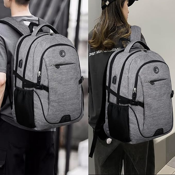 SHRRADOO Anti Theft Laptop Backpack Travel Backpacks with Combination Lock for Women Men College Backpack Computer Bag Fits 17 Inch Laptop,Grey