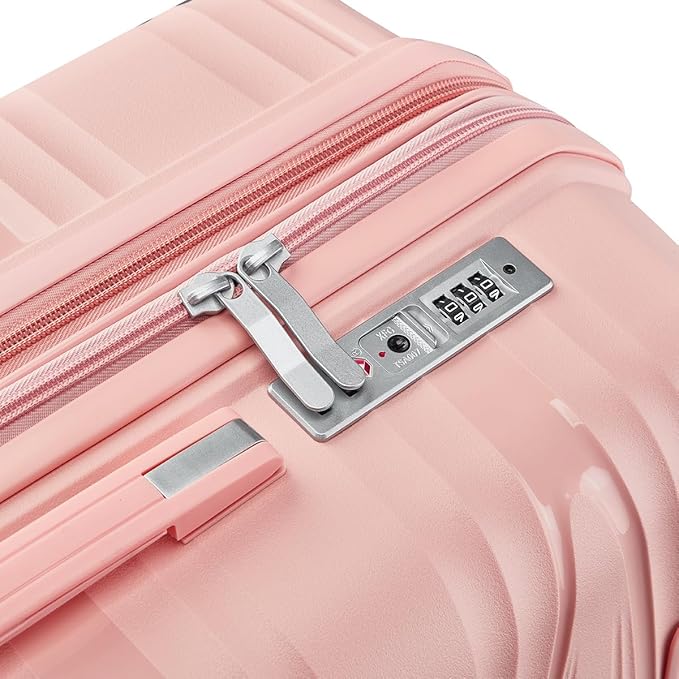Hard Shell Luggage Sets 4 Piece with 360 Spinner Wheels,Lightweight Suitcase Set with TSA Lock,Travel Luggage Set with Telescoping Handle,Light and Strong,Easy to Clean (Pink 3)